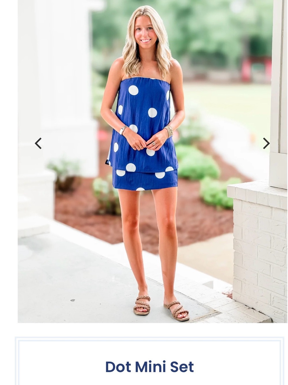Blue Polka Dot Strapless Mini Dress